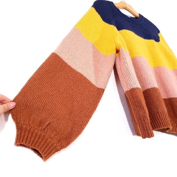 ELOQUII Slouchy Balloon Sleeve Multi Stripe Sweater Vintage Retro Plus 18 20 - Picture 3 of 10